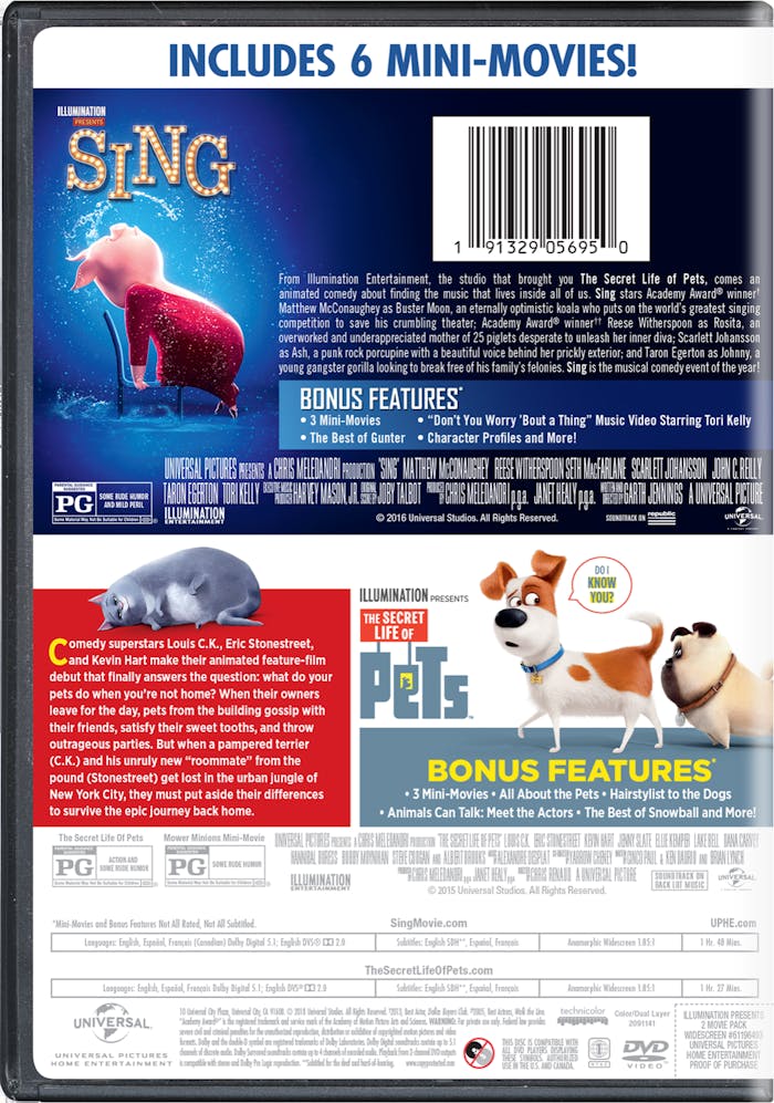Sing/The Secret Life of Pets (DVD Double Feature) [DVD]