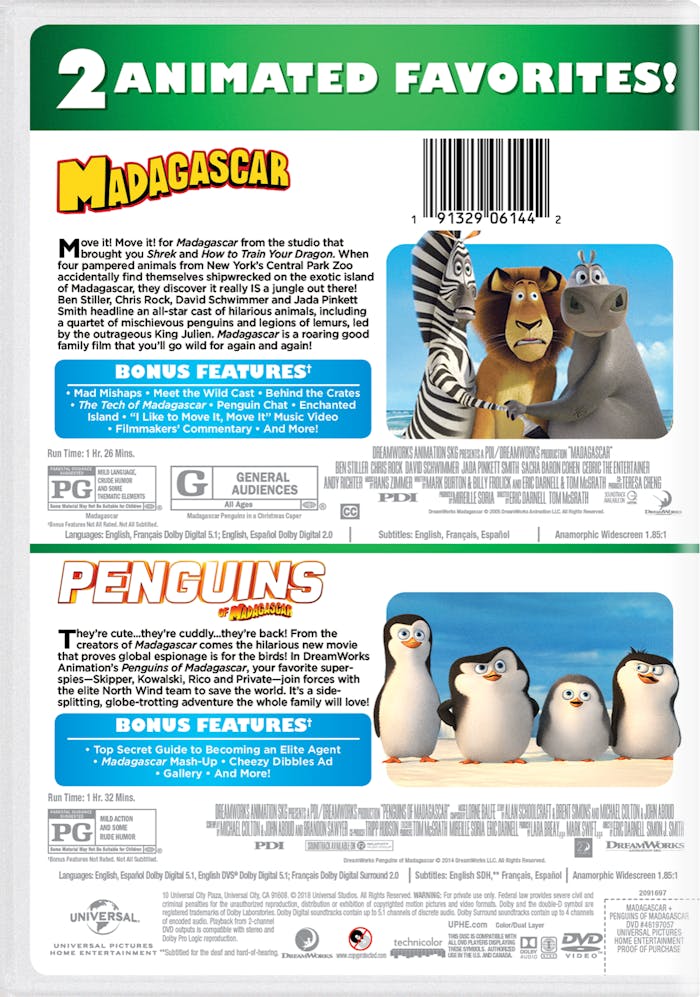 Madagascar/Penguins of Madagascar (DVD Double Feature) [DVD]
