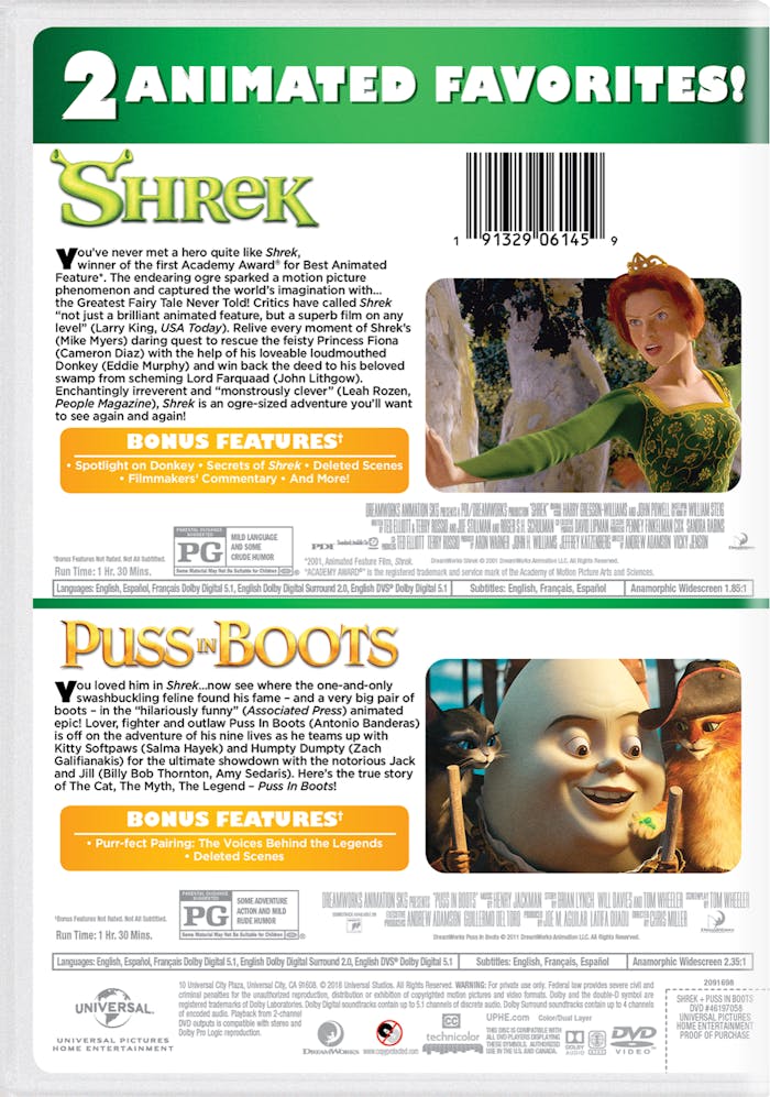 Shrek/Puss in Boots (DVD Double Feature) [DVD]