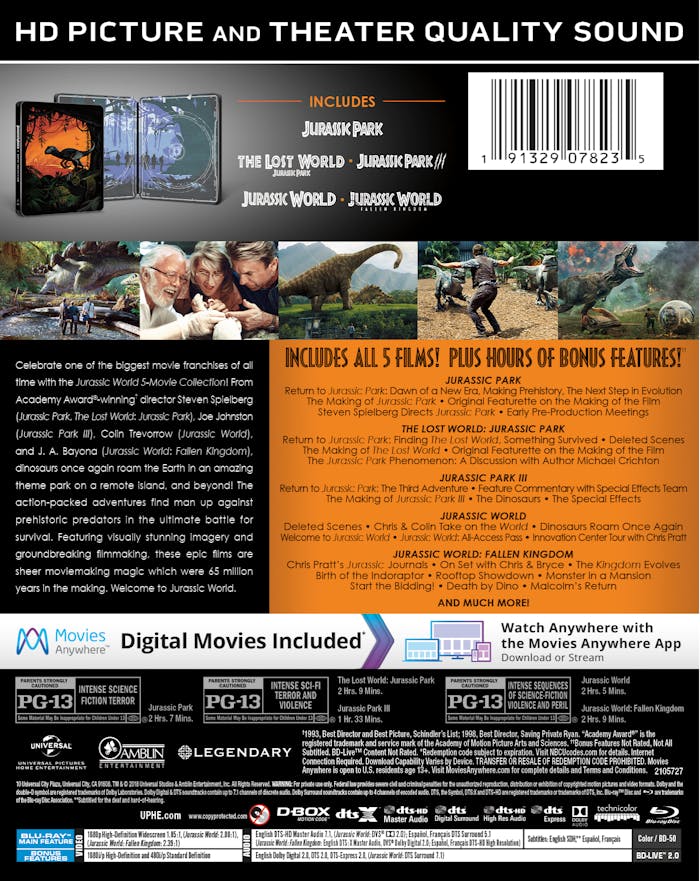 Jurassic World: 5-movie Collection (Limited Edition Steelbook) [Blu-ray]