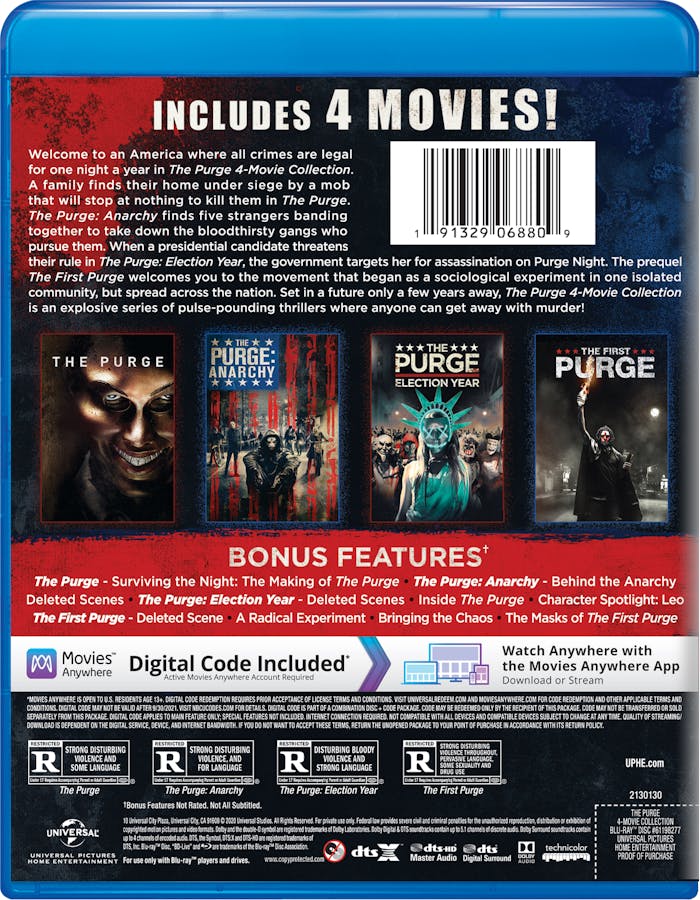The Purge: 4-movie Collection (Blu-ray + Digital Copy) [Blu-ray]
