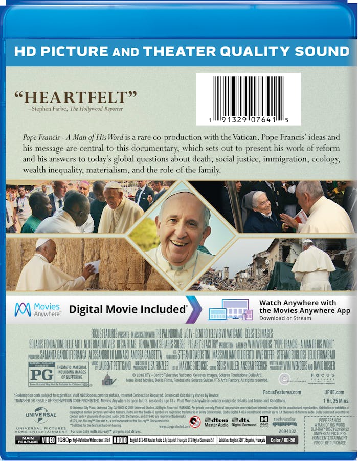 Pope Francis - A Man of His Word (Blu-ray + Digital HD) [Blu-ray]