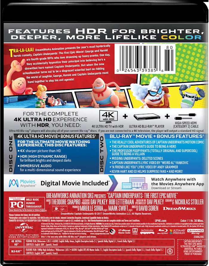 Captain Underpants: The First Epic Movie (4K Ultra HD) [UHD]