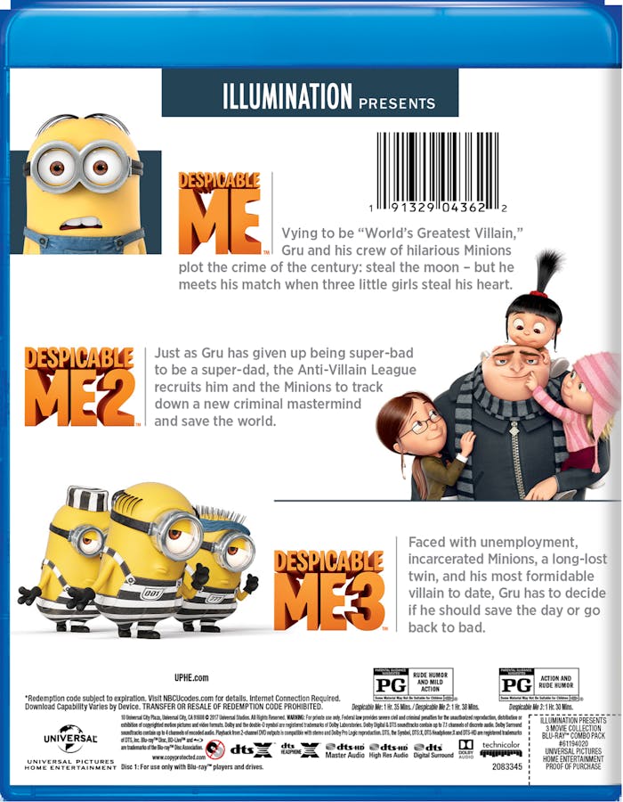Illuminatiion Presents: Despicable Me 3-Movie Collection (DVD + Digital) [Blu-ray]