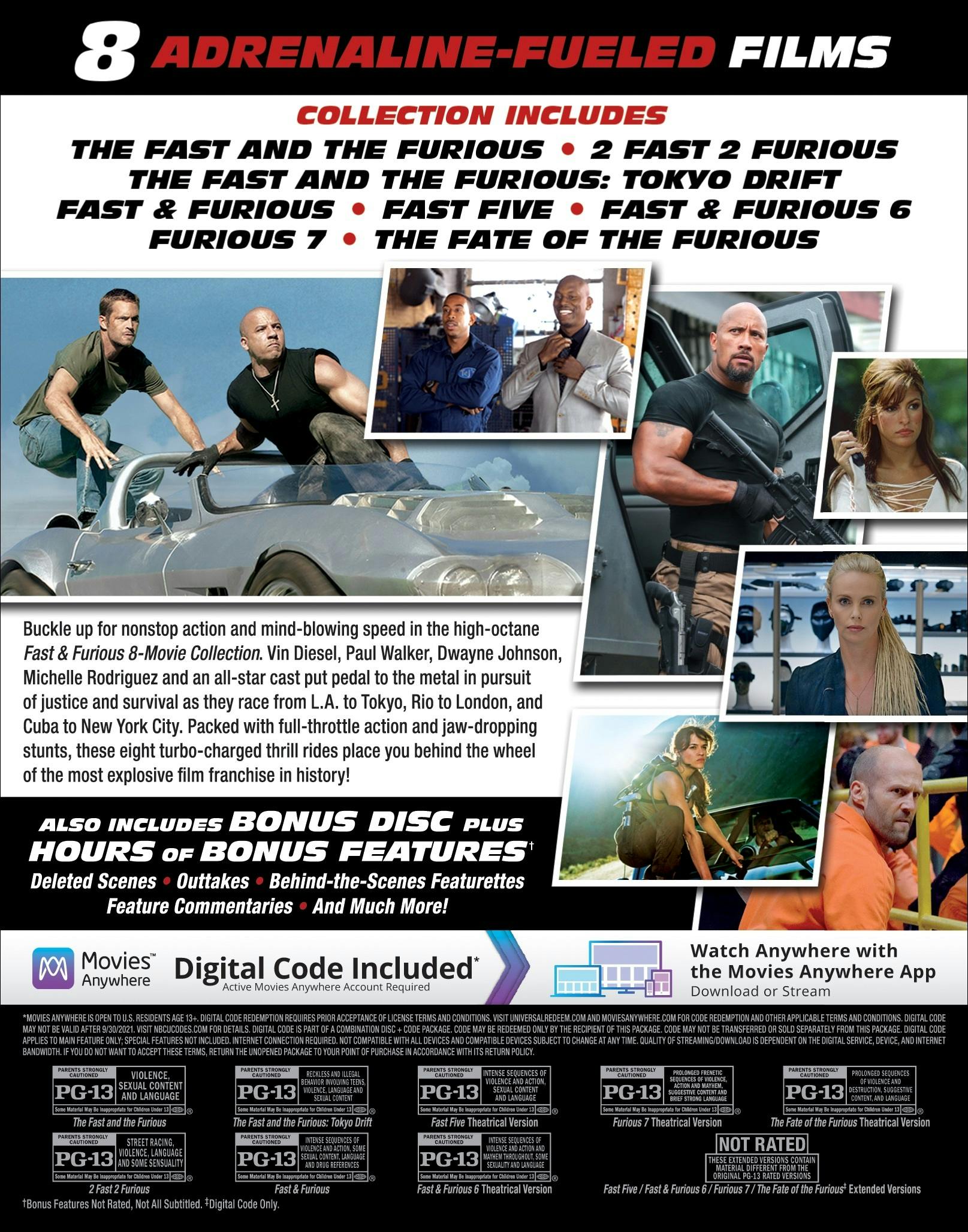 Buy Fast Furious 8 movie Collection Blu ray Digital HD Blu ray GRUV