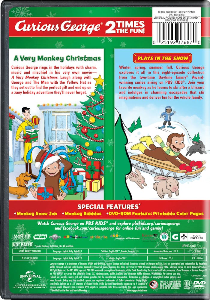 Curious George: A Very Monkey Christmas/Plays in the Snow [DVD]
