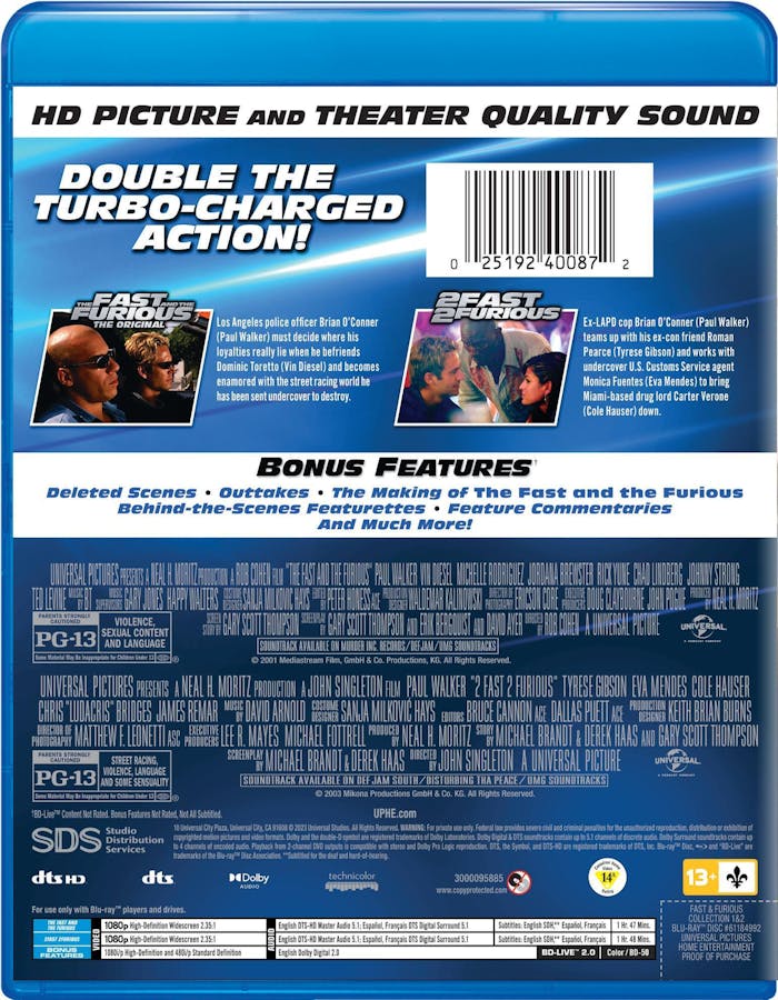 Fast & Furious Collection: 1 & 2 [Blu-ray]