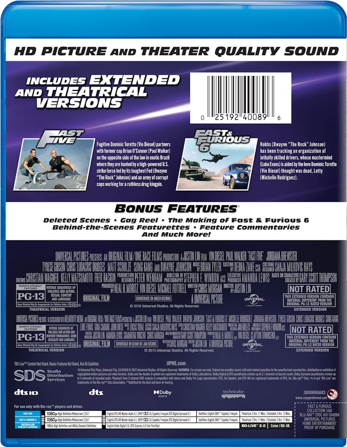 Fast & Furious Collection: 5 & 6 (Blu-ray Double Feature) [Blu-ray]