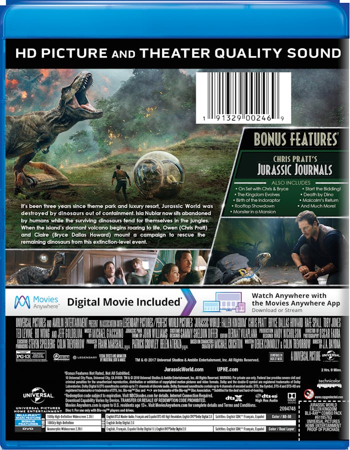 Jurassic World - Fallen Kingdom (BD Combo Pack) (with DVD) [Blu-ray]