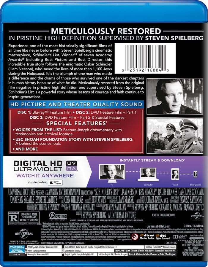 Schindler's List (20th Anniversary Edition) [Blu-ray]