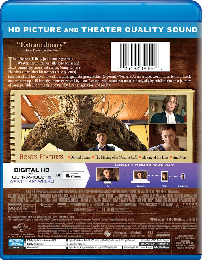 A Monster Calls (DVD + Digital) [Blu-ray]