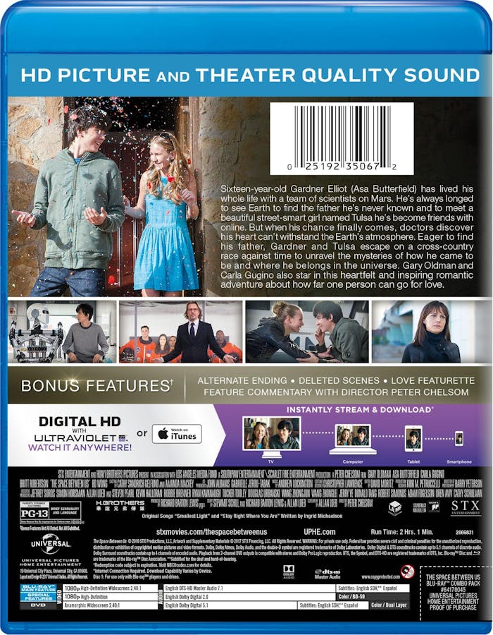 The Space Between Us (DVD + Digital) [Blu-ray]