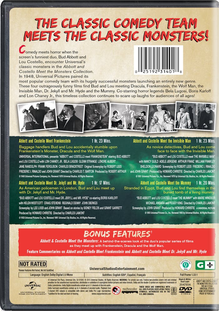 Abbott and Costello Meet the Monsters Collection (DVD New Box Art) [DVD]