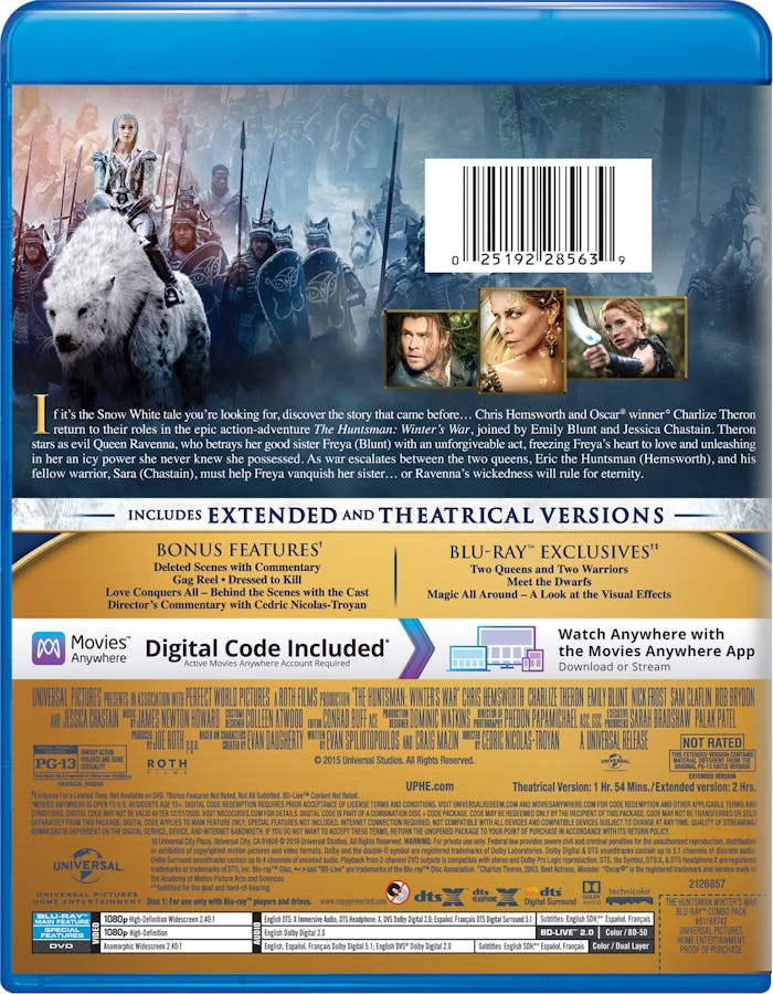 The Huntsman: Winter's War (Extended Edition DVD) [Blu-ray]