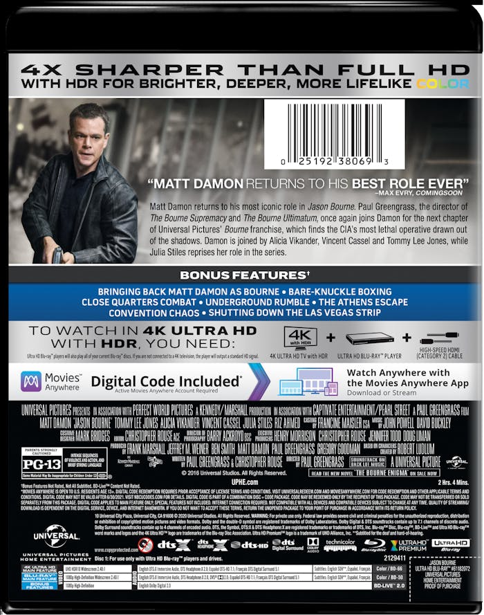 Jason Bourne (4K Ultra HD) [UHD]