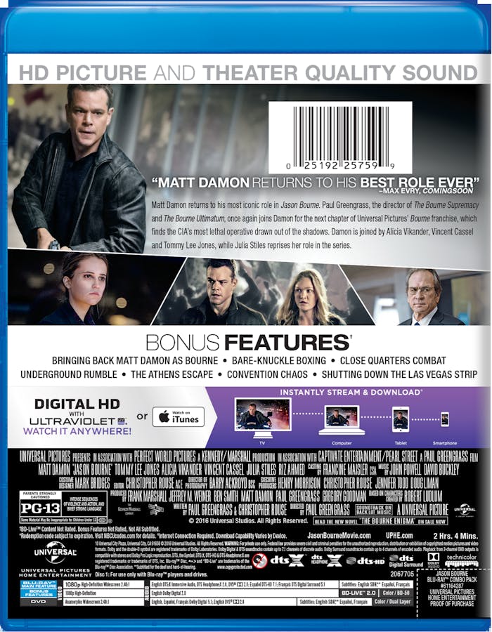 Jason Bourne (DVD + Digital) [Blu-ray]