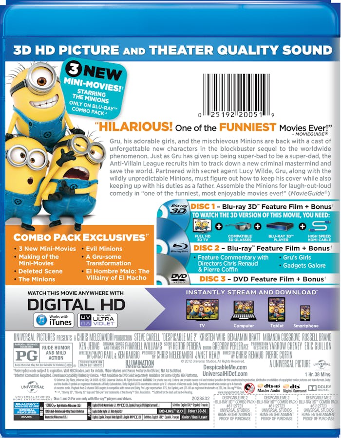 Despicable Me 2 3D (DVD + Digital) [Blu-ray]