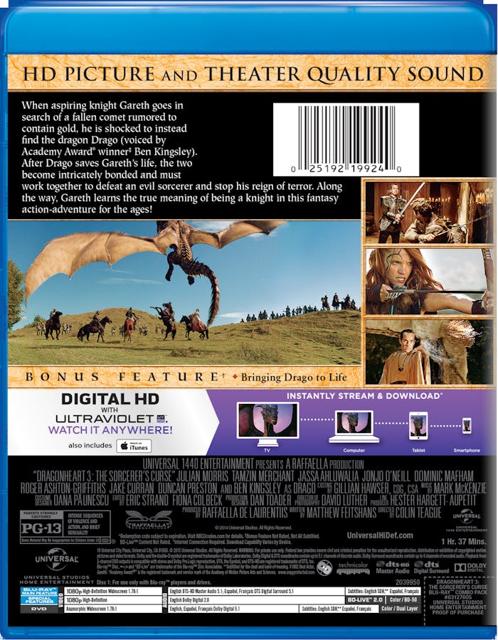 Dragonheart 3 - The Sorcerer's Curse (DVD) [Blu-ray]