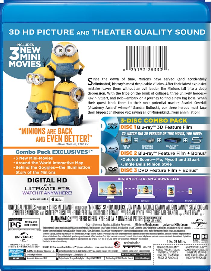 Minions 3D (DVD + Digital) [Blu-ray]