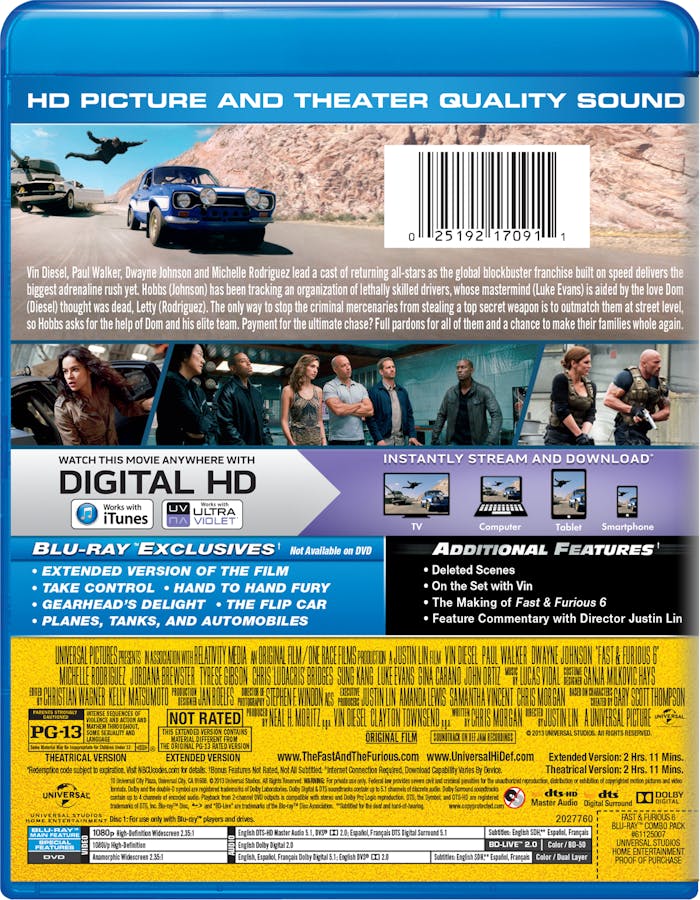Fast & Furious 6 (Extended Edition) [Blu-ray]