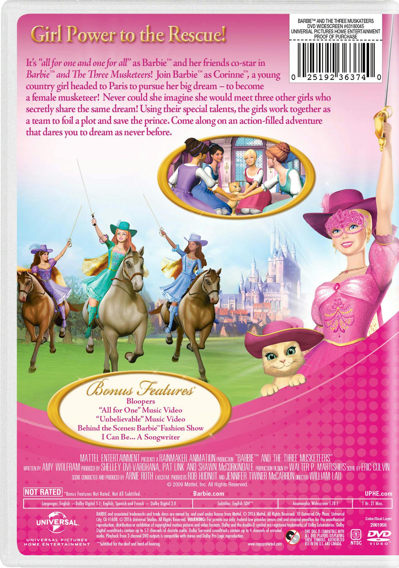 Barbie and the online three musketeers dvd