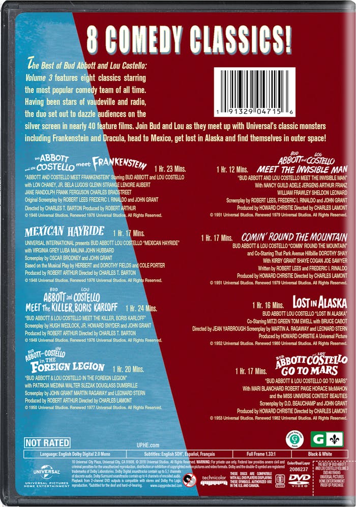 The Best of Bud Abbott and Lou Costello: Volume 3 (DVD New Box Art) [DVD]