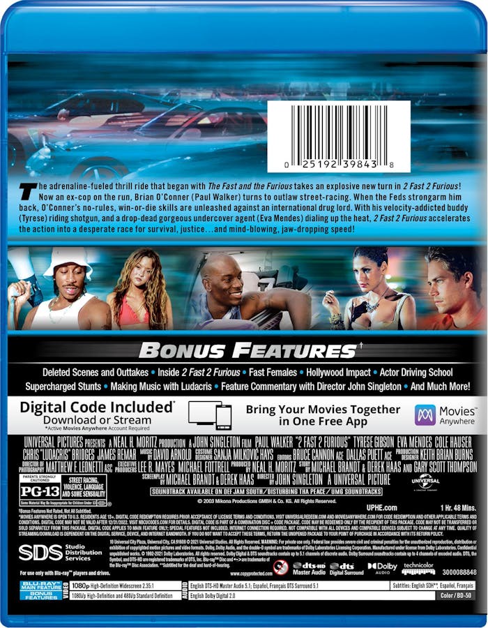 2 Fast 2 Furious (Digital) [Blu-ray]