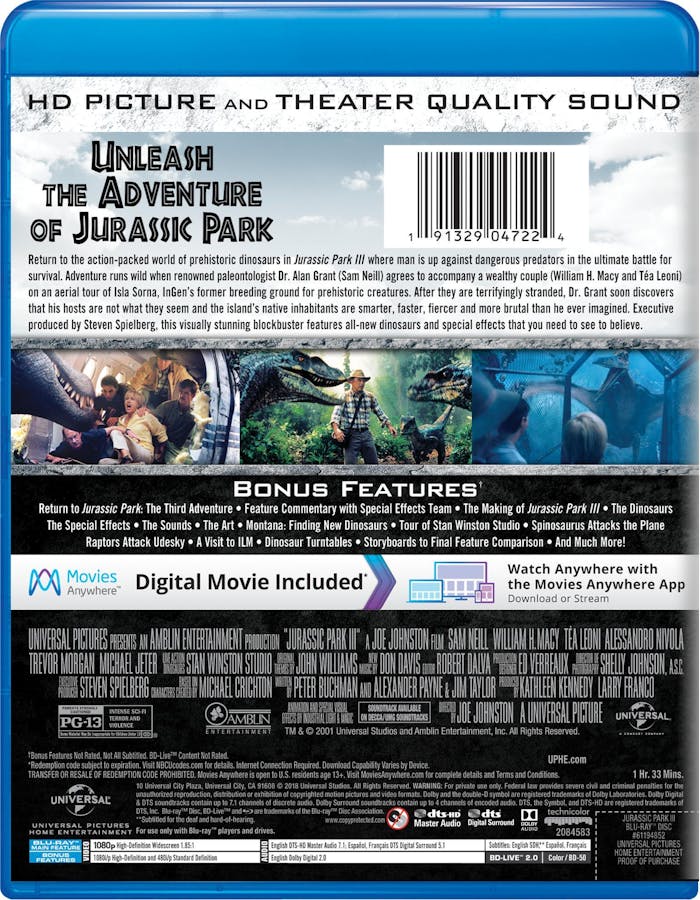 Jurassic Park 3 (Digital) [Blu-ray]