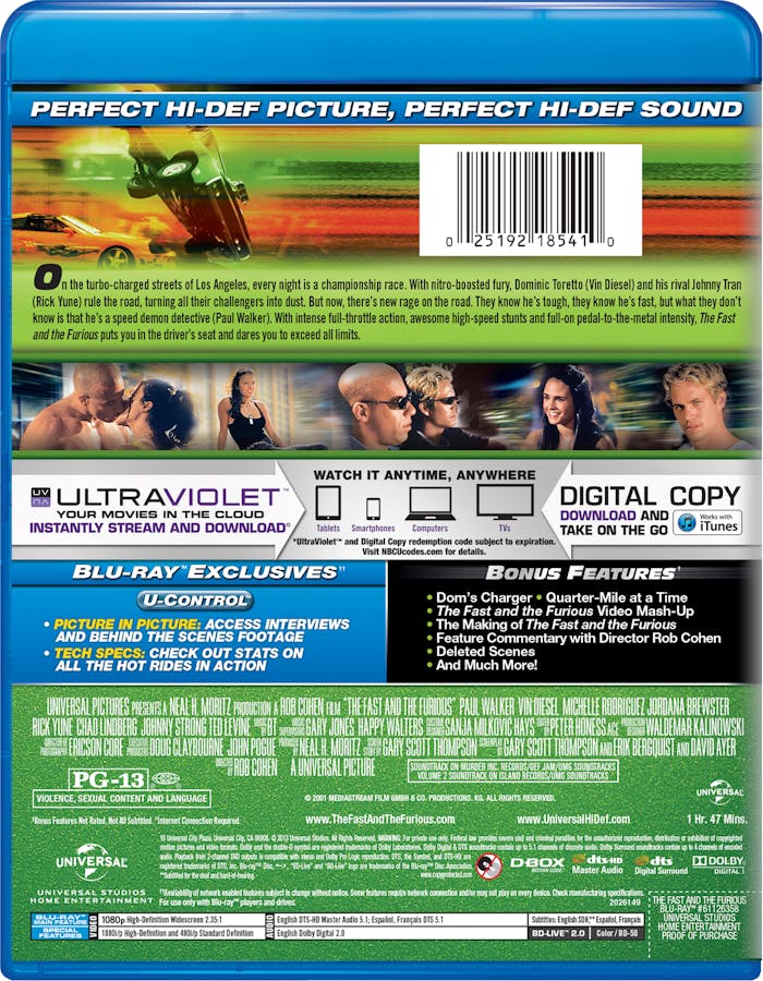 The Fast and the Furious (Digital + Ultraviolet) [Blu-ray]