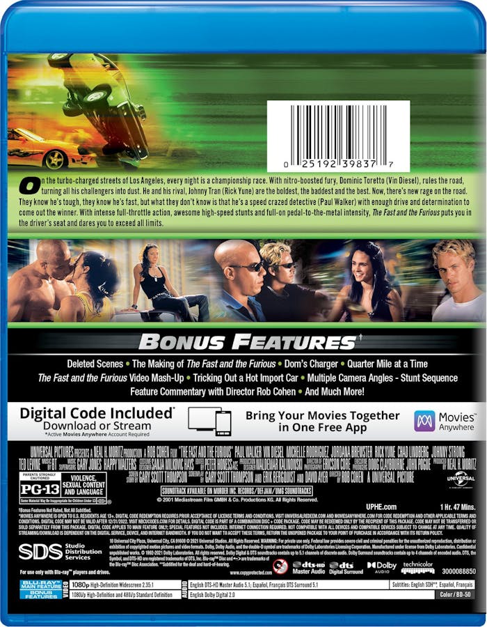 The Fast and the Furious (Digital) [Blu-ray]