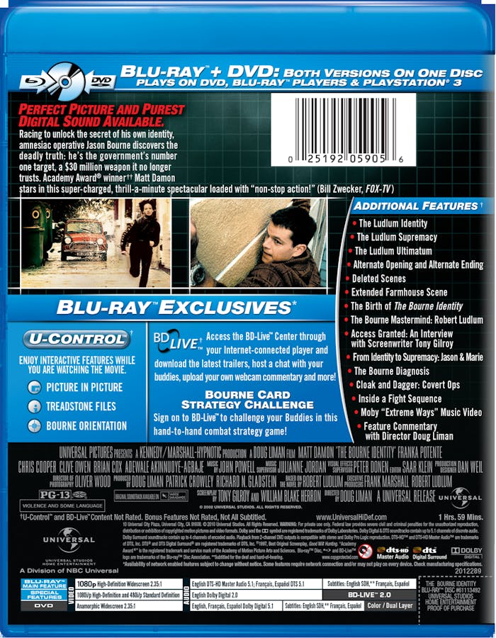 The Bourne Identity (with DVD) [Blu-ray]