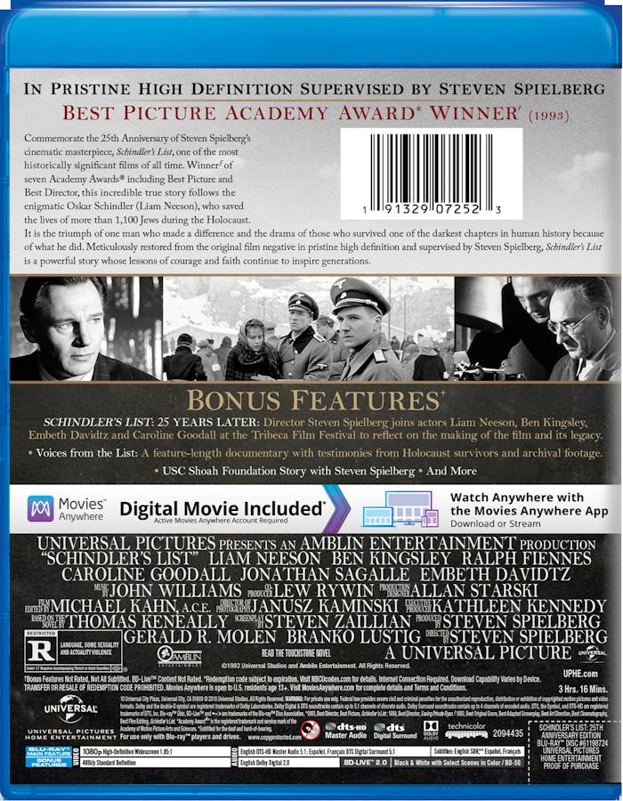Schindler's List (25th Anniversary Edition) [Blu-ray]