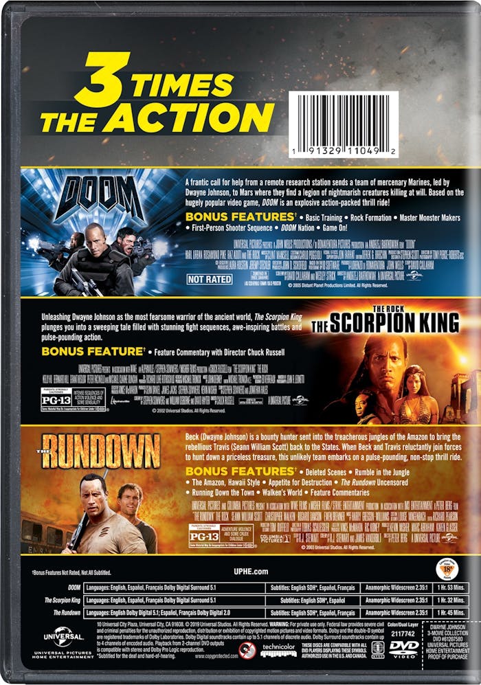Doom/The Scorpion King/The Rundown [DVD]