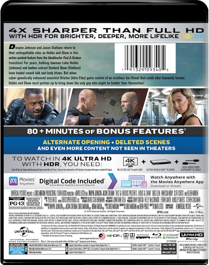 Fast & Furious Presents: Hobbs & Shaw (4K Ultra HD + Blu-ray + Digital HD) [UHD]