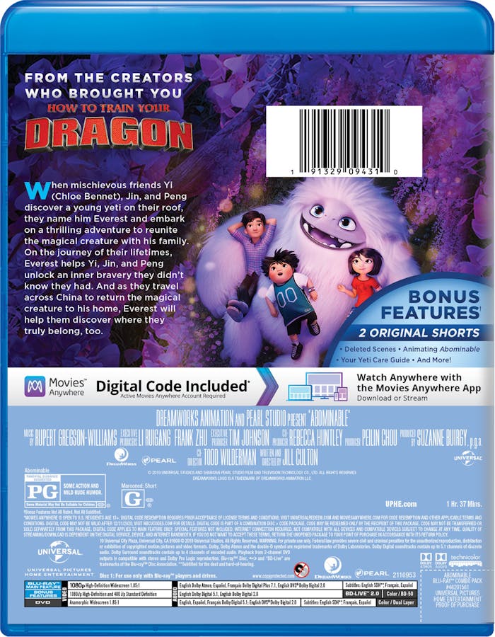 Abominable (DVD + Digital) [Blu-ray]