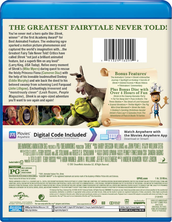 Shrek (20th Anniversary Edition) [Blu-ray]