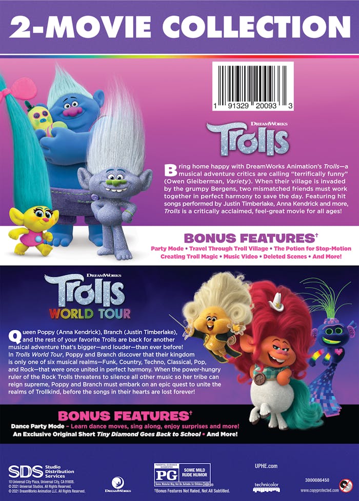 Trolls/Trolls World Tour (DVD Double Feature) [DVD]