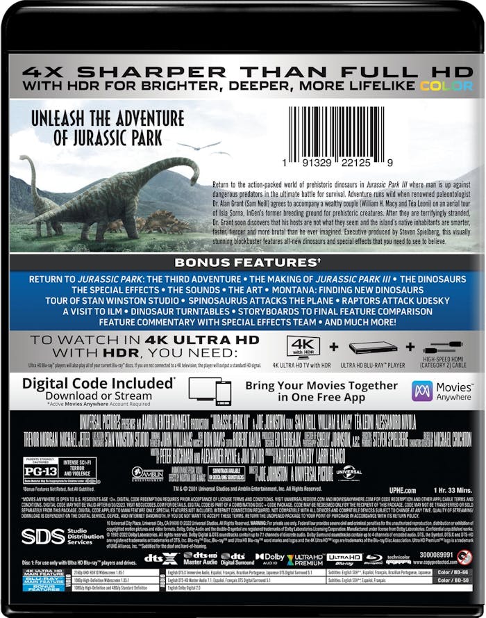 Jurassic Park 3 (4K Ultra HD + Blu-ray + Digital Download) [UHD]