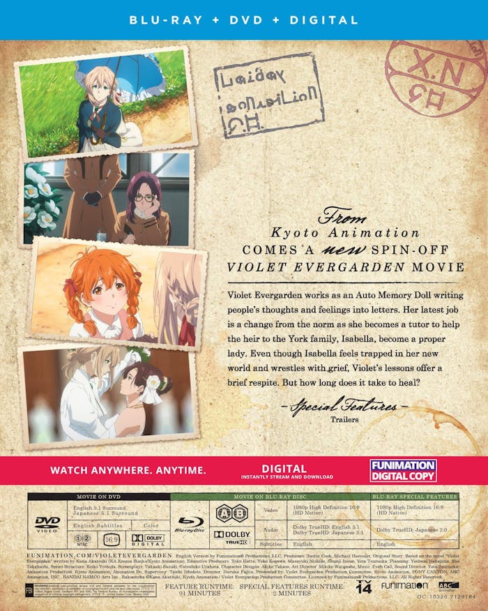 Violet Evergarden: Eternity and the Auto Memory Doll (with DVD) [Blu-ray]