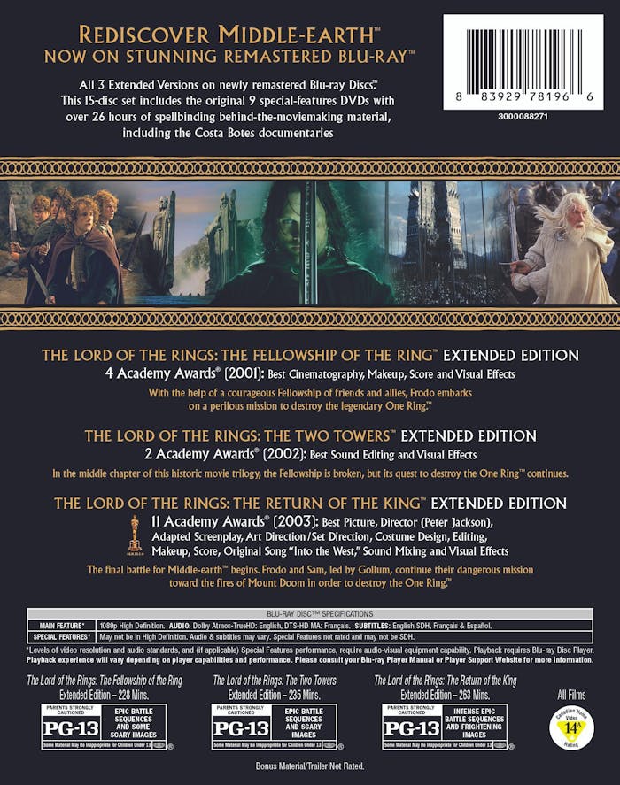 The Lord of the Rings Trilogy: Extended Editions (Remastered Box Set) [Blu-ray]