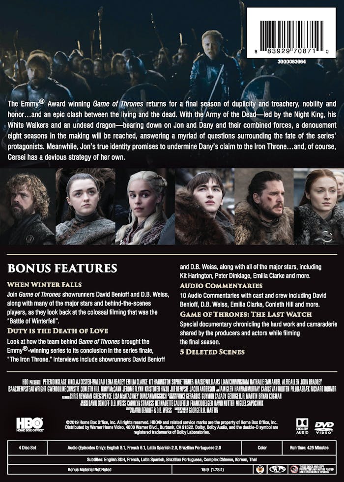 Game of Thrones: The Complete Eighth Season (Box Set) [DVD]