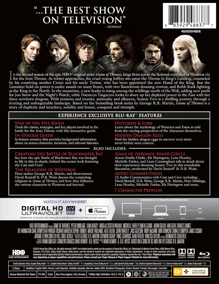 Game of Thrones: The Complete Second Season (Box Set) [Blu-ray]