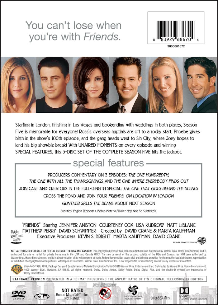 Friends: Season 5 - Extended Cut (Box Set) [DVD]