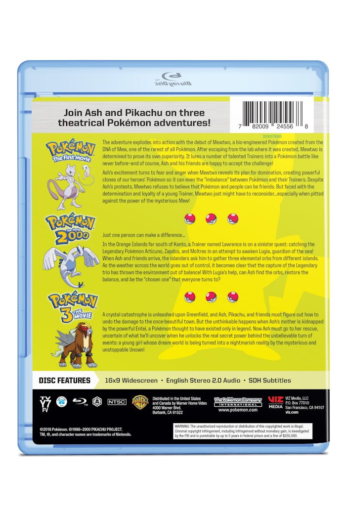 Pokémon - The First Movie/Pokemon - The Movie 2000/Pokémon 3 (Blu-ray Triple Feature) [Blu-ray]