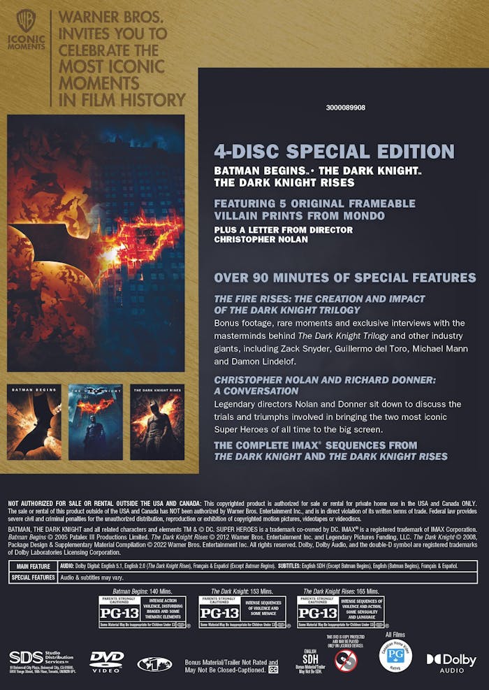 The Dark Knight Trilogy (Special Edition Box Set) [DVD]