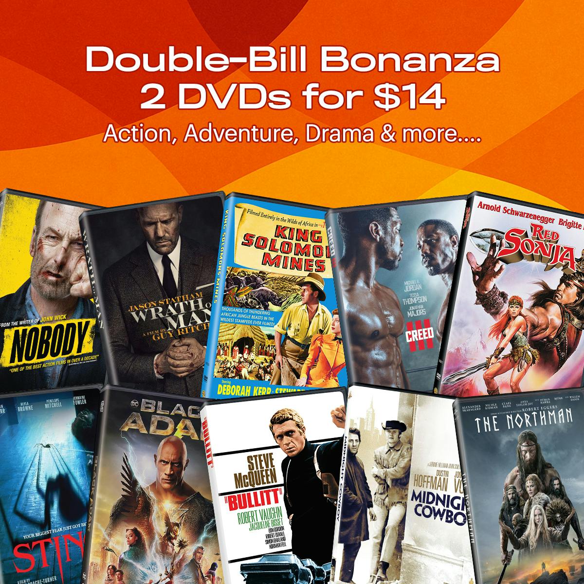 1200x1200 Double Bill DVD Bonanza 2 For $14