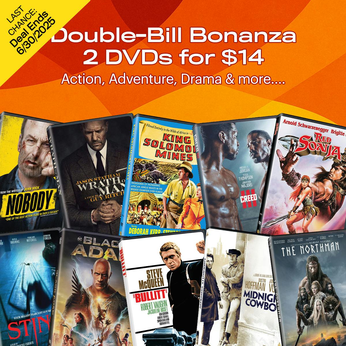 1200x1200 Double Bill DVD Bonanza 2 For $14