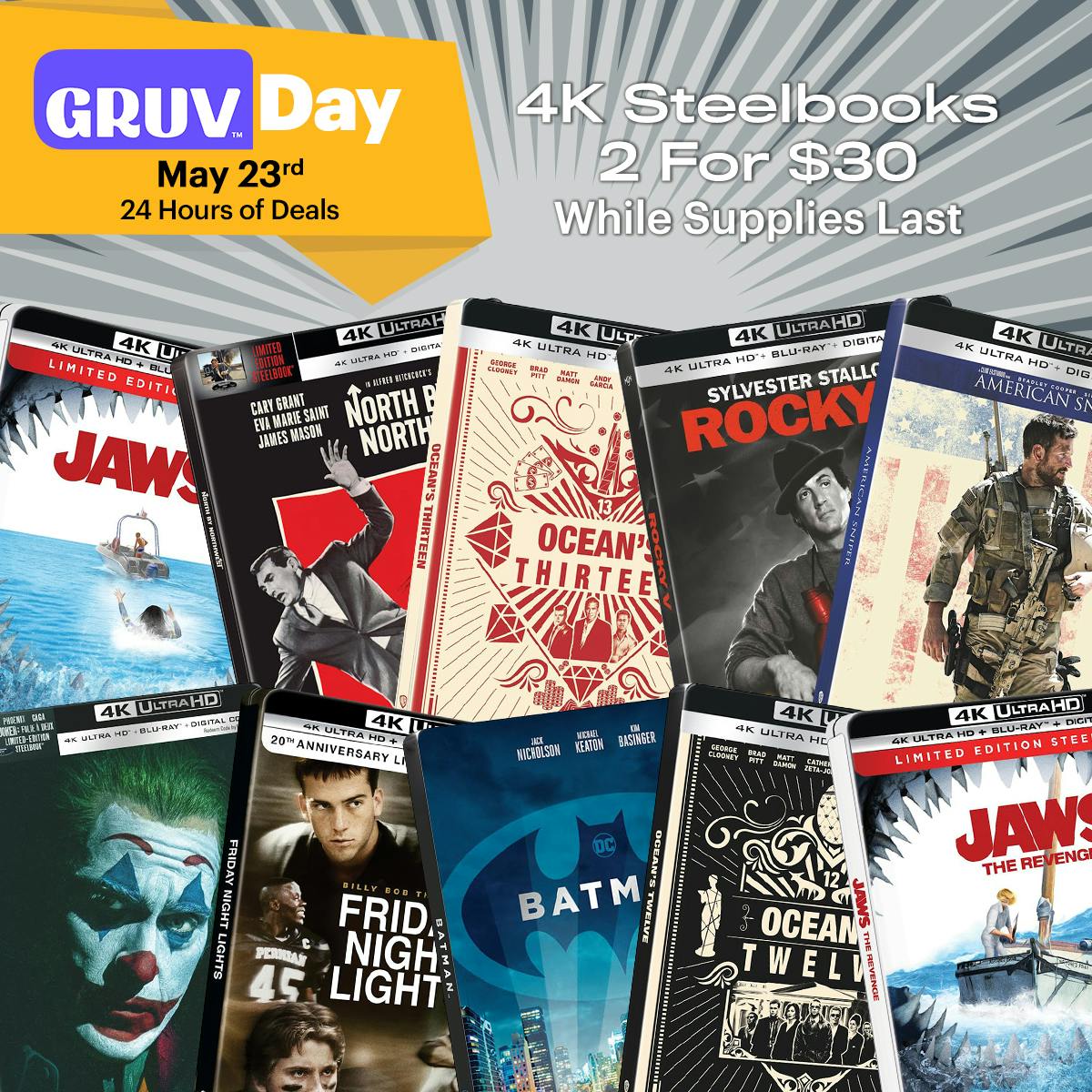 1200x1200 GRUV Day 4K Steelbooks 2 for $30