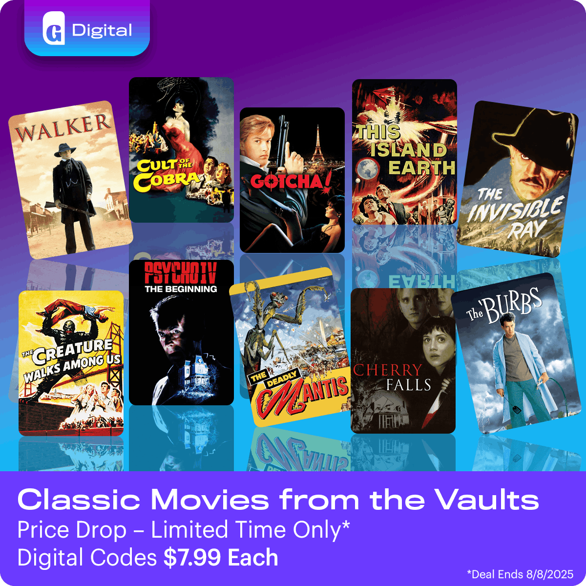1200x1200 Classic Movies  - Digital Codes $7.99