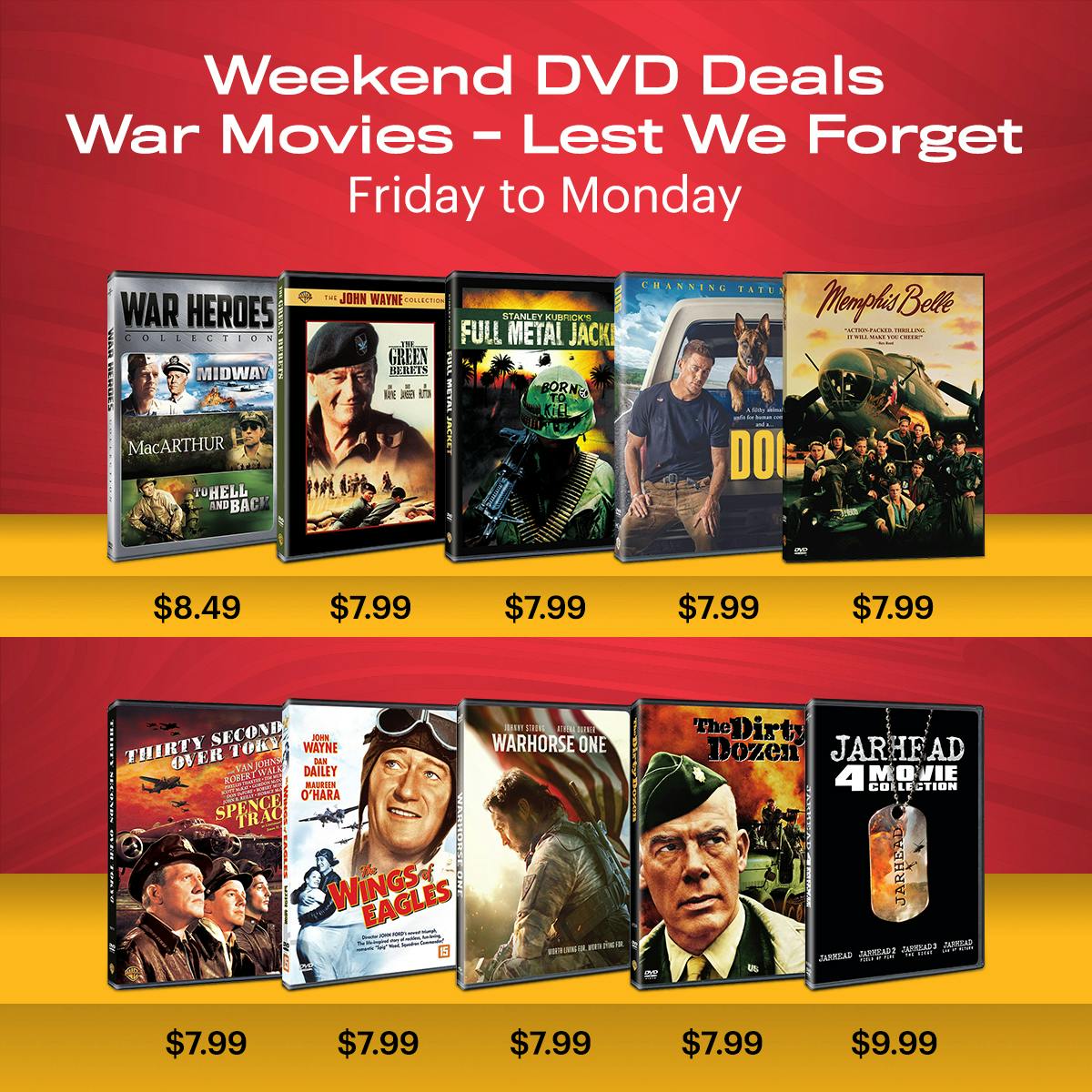 1200x1200 Weekend Deals: War Movies on DVD